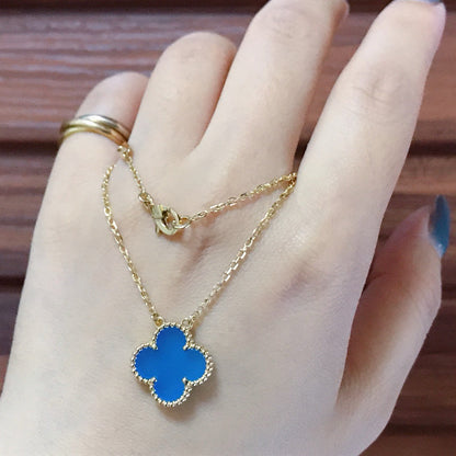 [Angela Jewellery]CLOVER 15MM BLUE AGATE NECKLACE