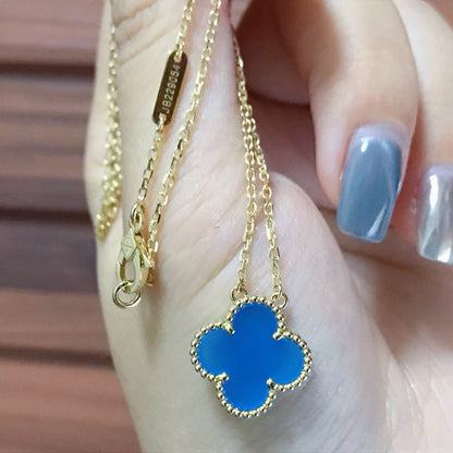 [Angela Jewellery]CLOVER 15MM BLUE AGATE NECKLACE