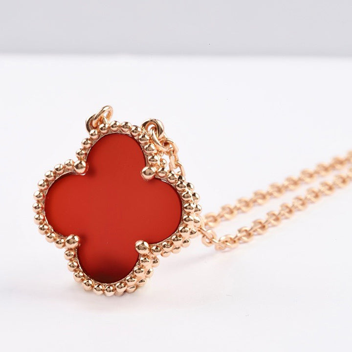 [Angela Jewellery]CLOVER 15MM CARNELIAN SINGLE FLOWER NECKLACE