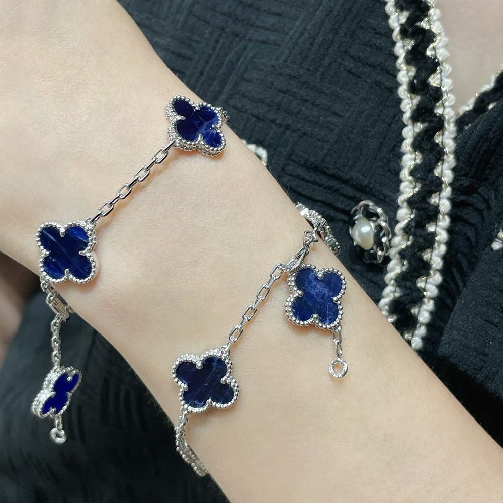 [Angela Jewellery]CLOVER 5 MOTIF PIETERSITE SILVER BRACELET