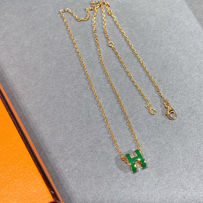 [Angela Jewellery]POP H GREEN NECKLACE SILVER AND GOLD