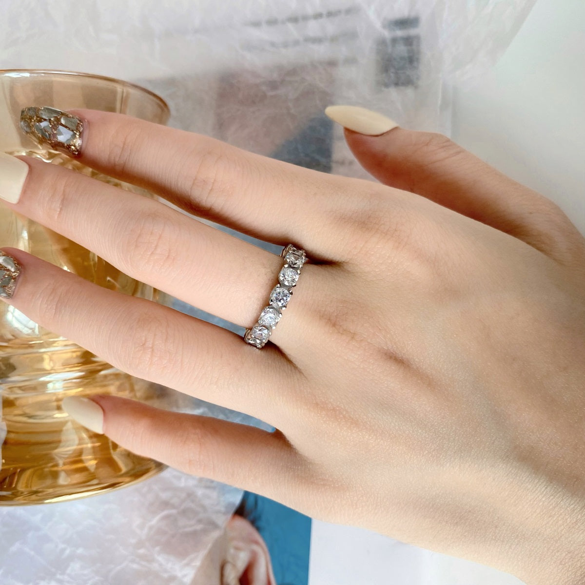 Angela Jewelry]Eternity Round Cut Tennis Ring
