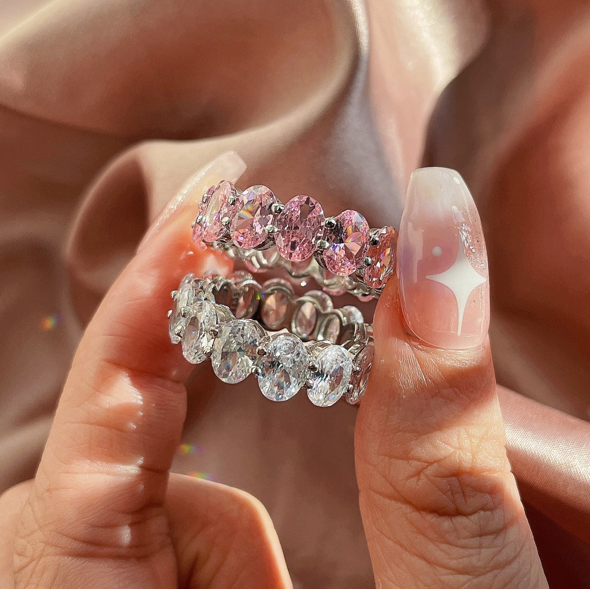 Angela Jewelry]Dainty Elongated Cushion Cut Tennis Ring