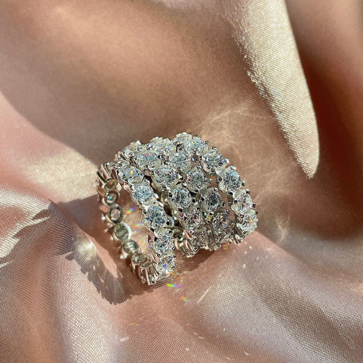 Angela Jewelry]Eternity Round Cut Tennis Ring