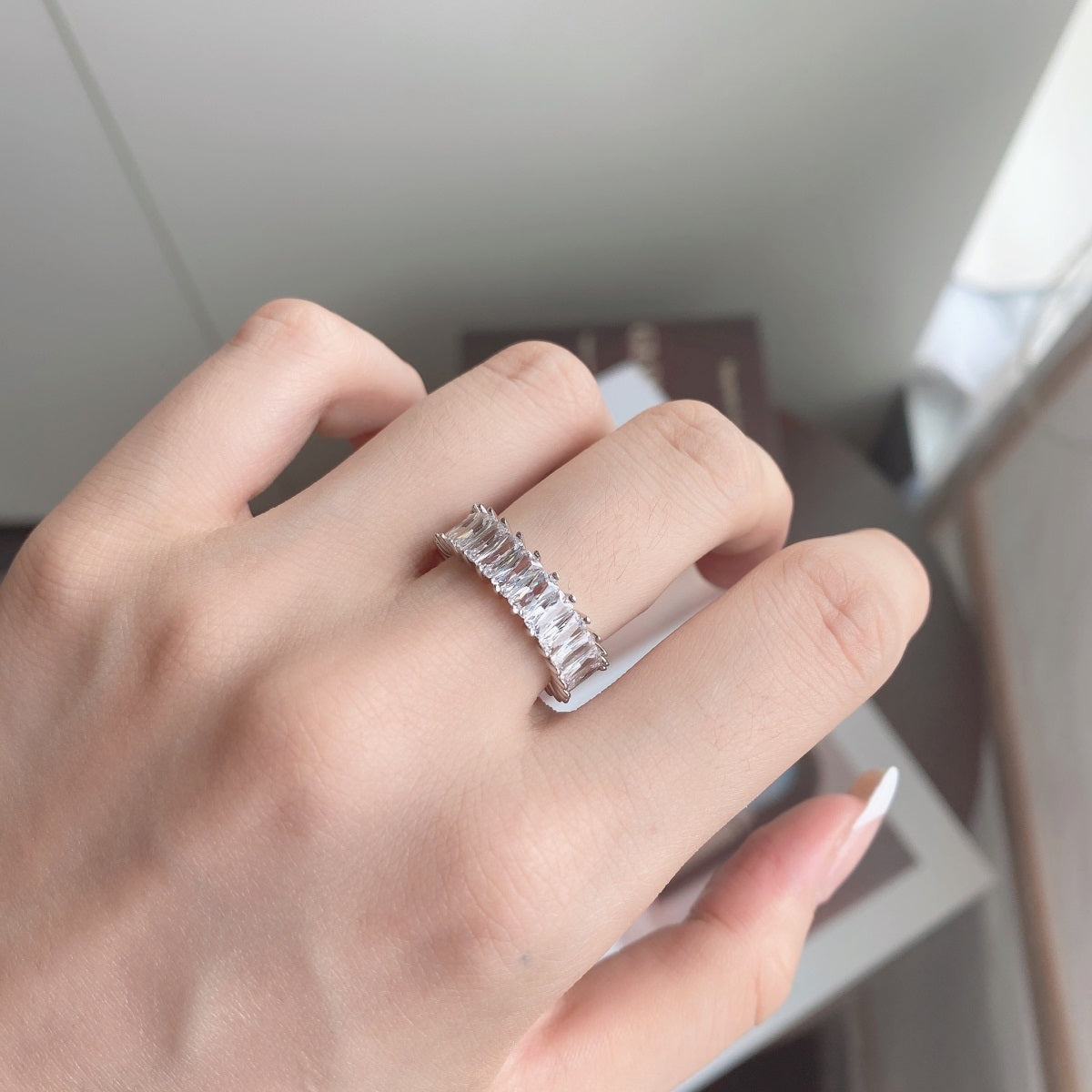 Angela Jewelry]Unique Colorful Radiant Cut RIng
