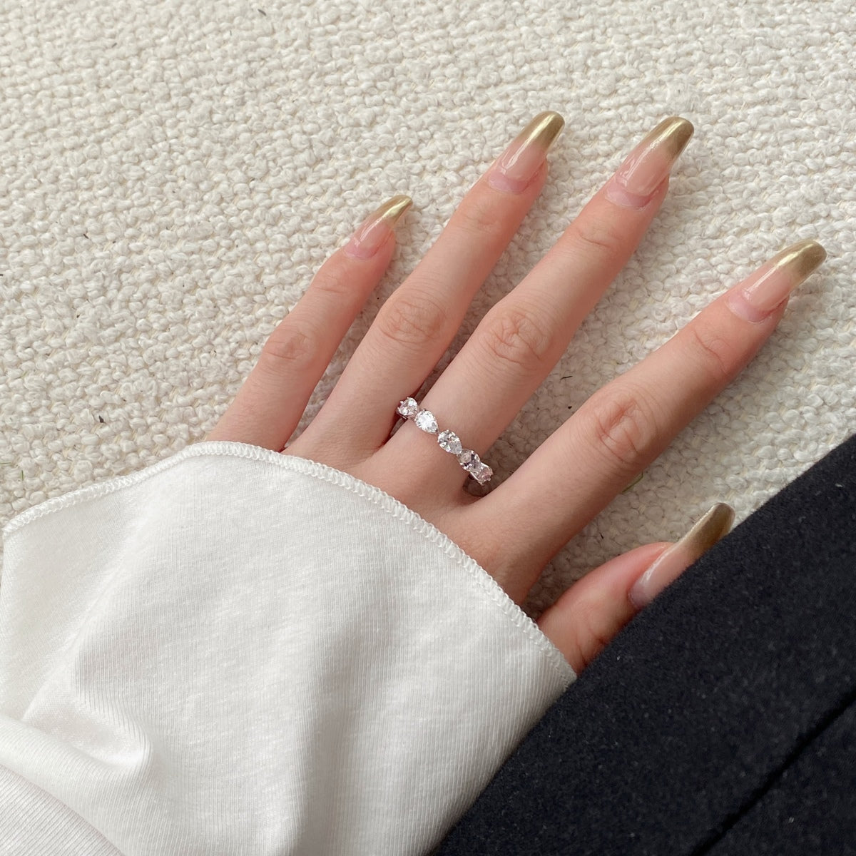 Angela Jewelry]Exquisite Pear Cut Tennis Ring