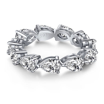 Angela Jewelry]Exquisite Pear Cut Tennis Ring