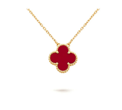 [Angela Jewellery]CLOVER 15MM CARNELIAN SINGLE FLOWER NECKLACE