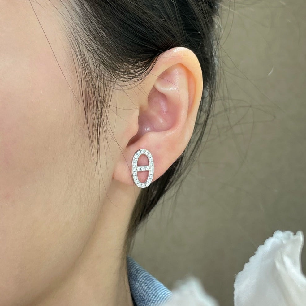 [Angela Jewellery]HM FULL DIAMOND PIG NOSE STUD EARRINGS