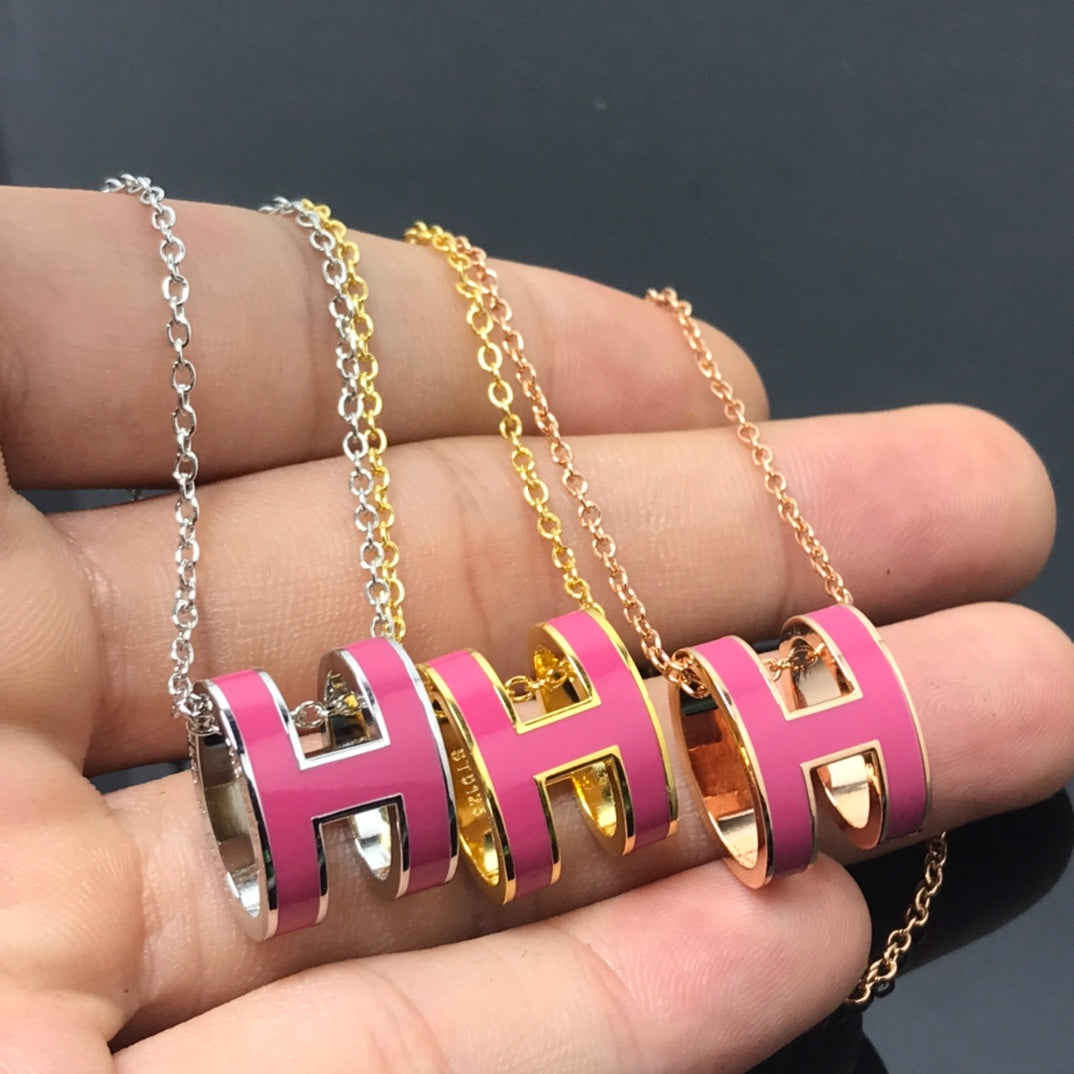 [Angela Jewellery]H NECKLACE PINK