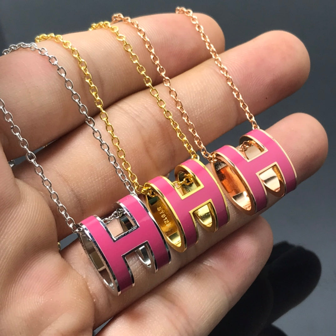 [Angela Jewellery]H NECKLACE PINK