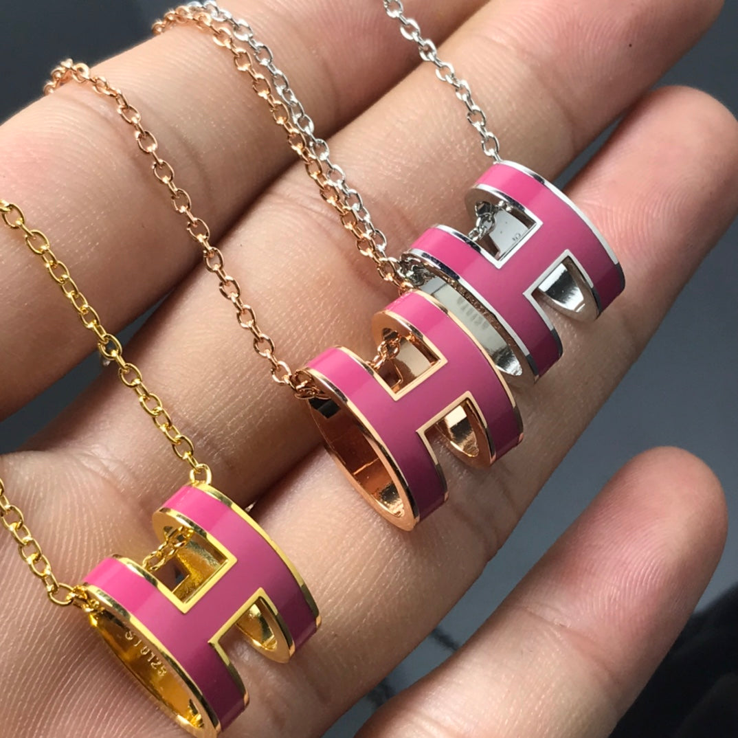 [Angela Jewellery]H NECKLACE PINK