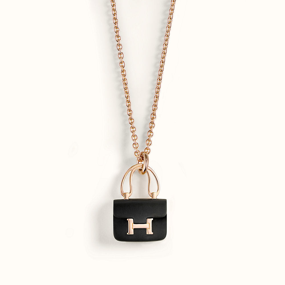 [Angela Jewellery]CONSTANCE BLACK PEDANT PINK GOLD NECKLACE