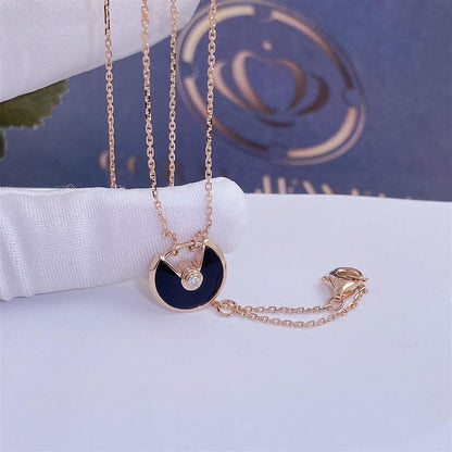 [Angela Jewellery]AMULETTE ROSE GOLD ONYX NECKLACE