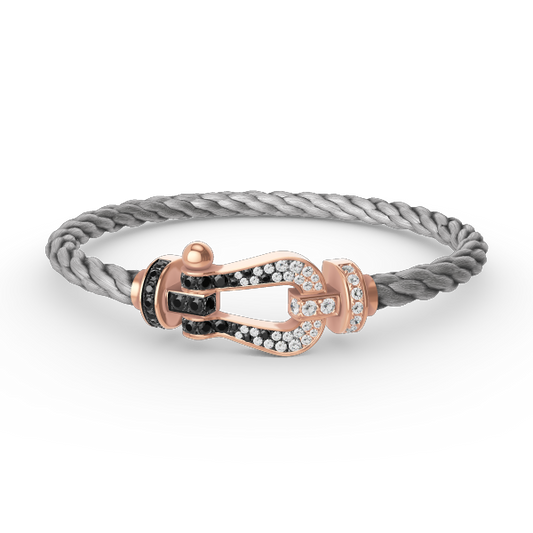[Angela Jewellery]FORCE LARGE HORSESHOE BLACK WHITE DIAMOND BRACELET ROSE GOLD