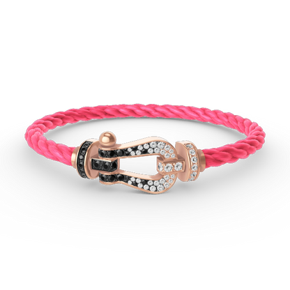 [Angela Jewellery]FORCE LARGE HORSESHOE BLACK WHITE DIAMOND BRACELET ROSE GOLD