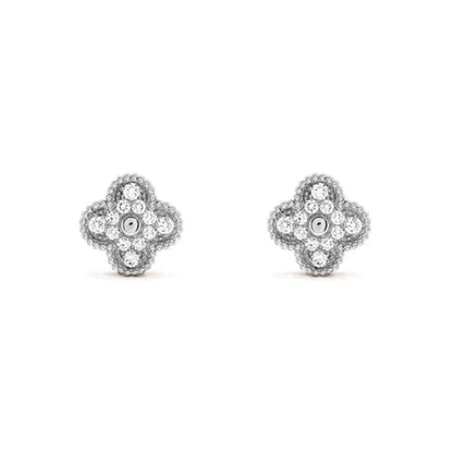 [Angela Jewellery]CLOVER 1 MOTIFS DIAMOND STUD EARRINGS SILVER