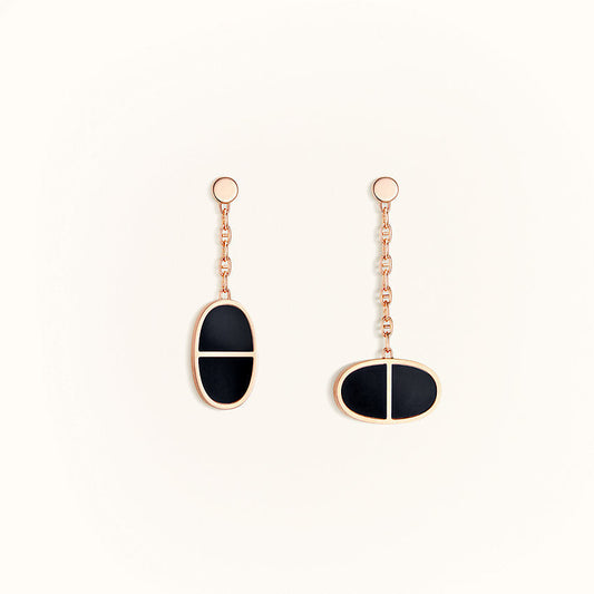 [Angela Jewellery]CHAINE VERSO BLACK CERAMIC EARRINGS