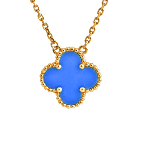 [Angela Jewellery]CLOVER 15MM BLUE AGATE NECKLACE