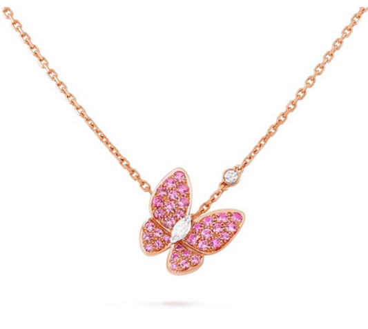 [Angela Jewellery]BUTTERFLY RED DIAMOND ROSE GOLD NECKLACE