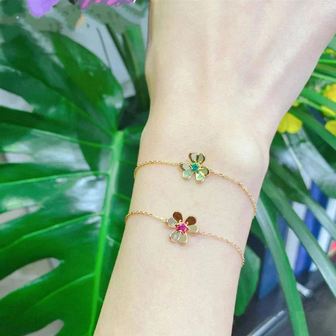 [Angela Jewellery]FRIVOLE GOLD FLOWER PINK MALACHITE BRACELET