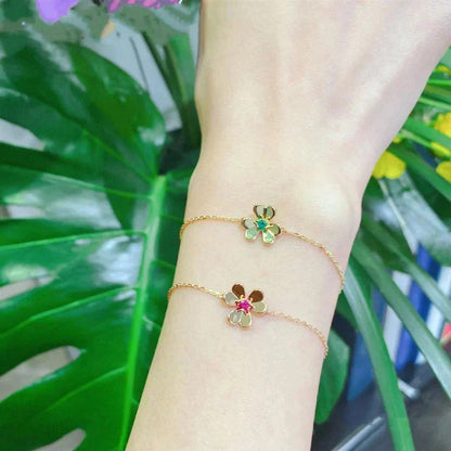 [Angela Jewellery]FRIVOLE GOLD FLOWER PINK MALACHITE BRACELET