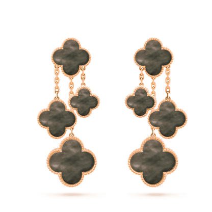 [Angela Jewellery]CLOVER EARRINGS DARK MOP 4 MOTIFS ROSE GOLD