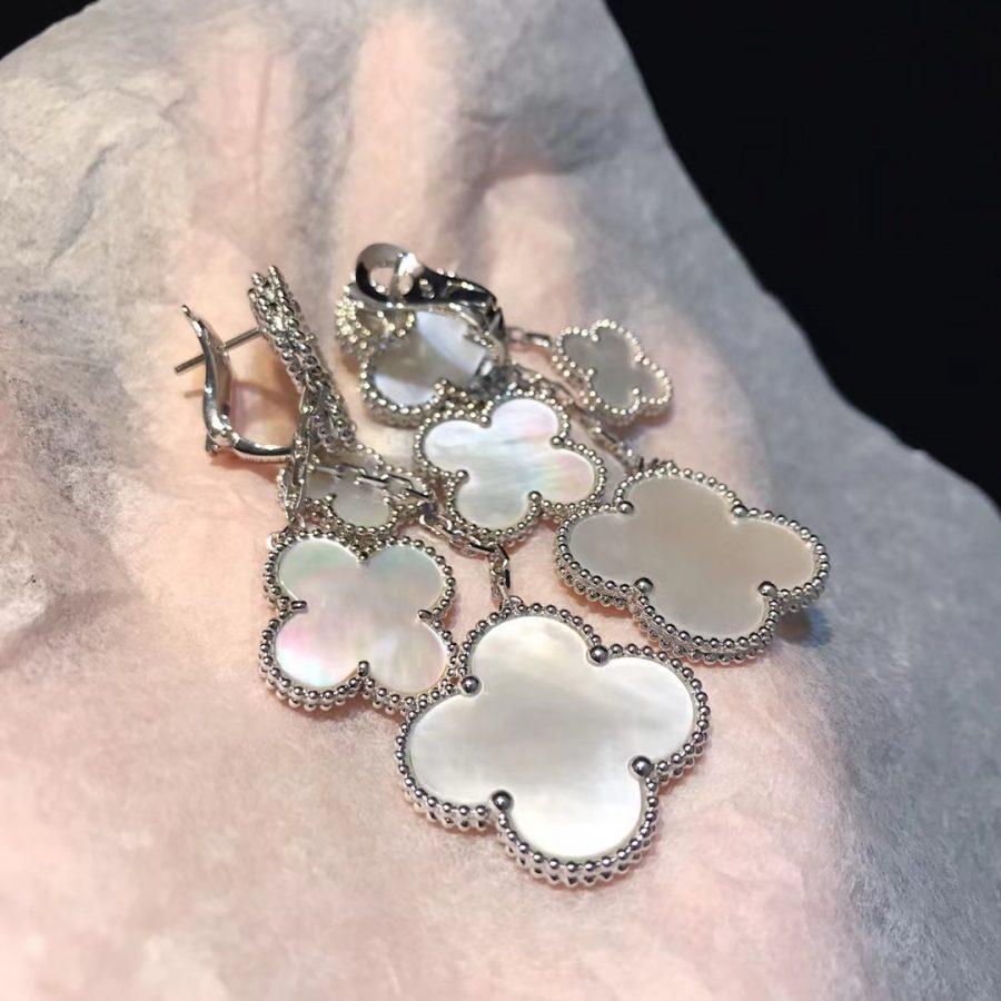[Angela Jewellery]CLOVER EARRINGS WHITE MOP 4 MOTIFS SILVER