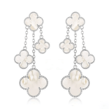 [Angela Jewellery]CLOVER EARRINGS WHITE MOP 4 MOTIFS SILVER