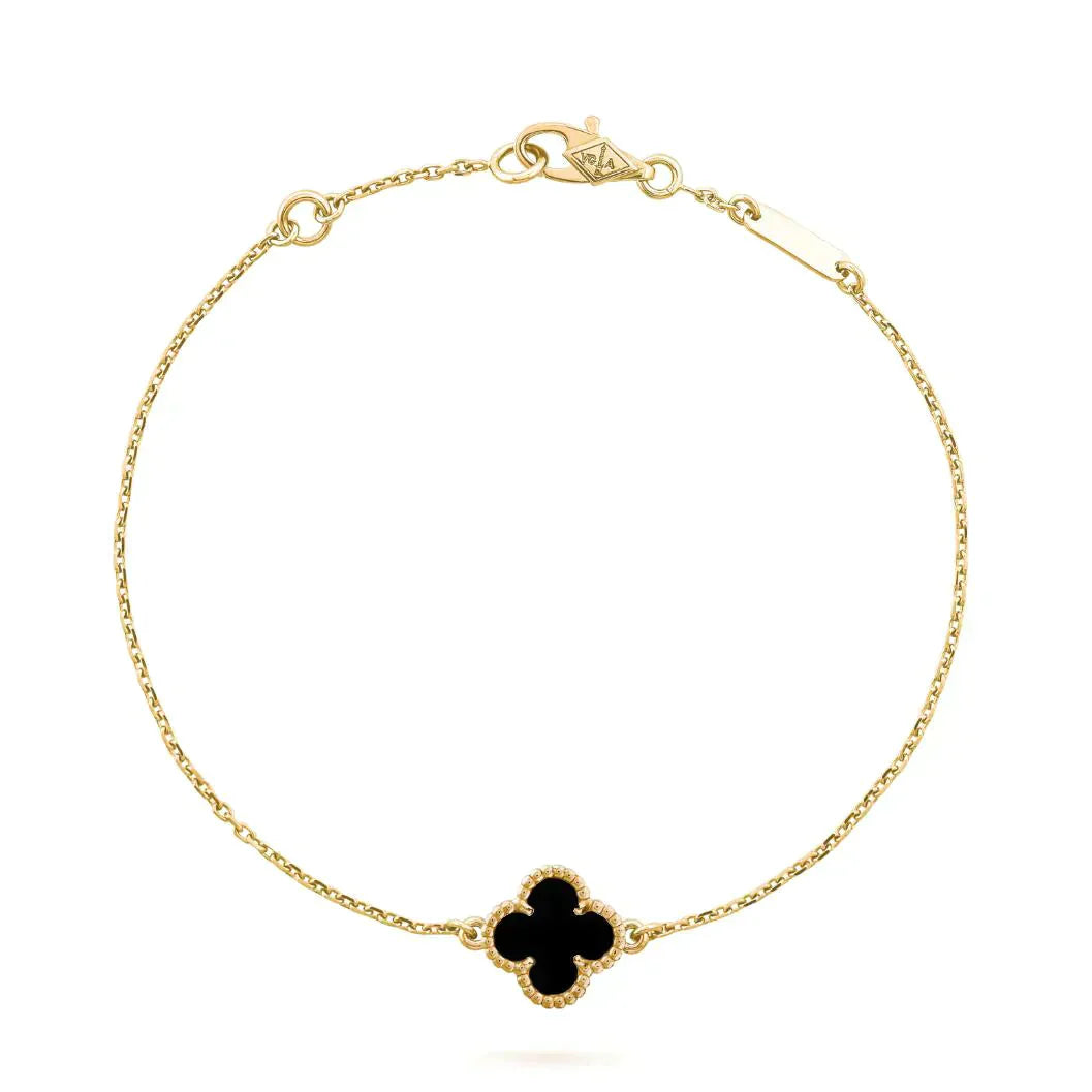 [Angela Jewellery]CLOVER ONYX SINGLE FLOWER BRACELET