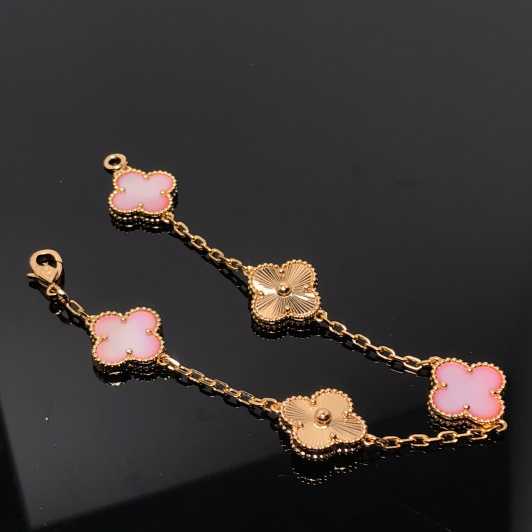[Angela Jewellery]CLOVER BRACELET 5 MOTIF PINK AND PINK GOLD