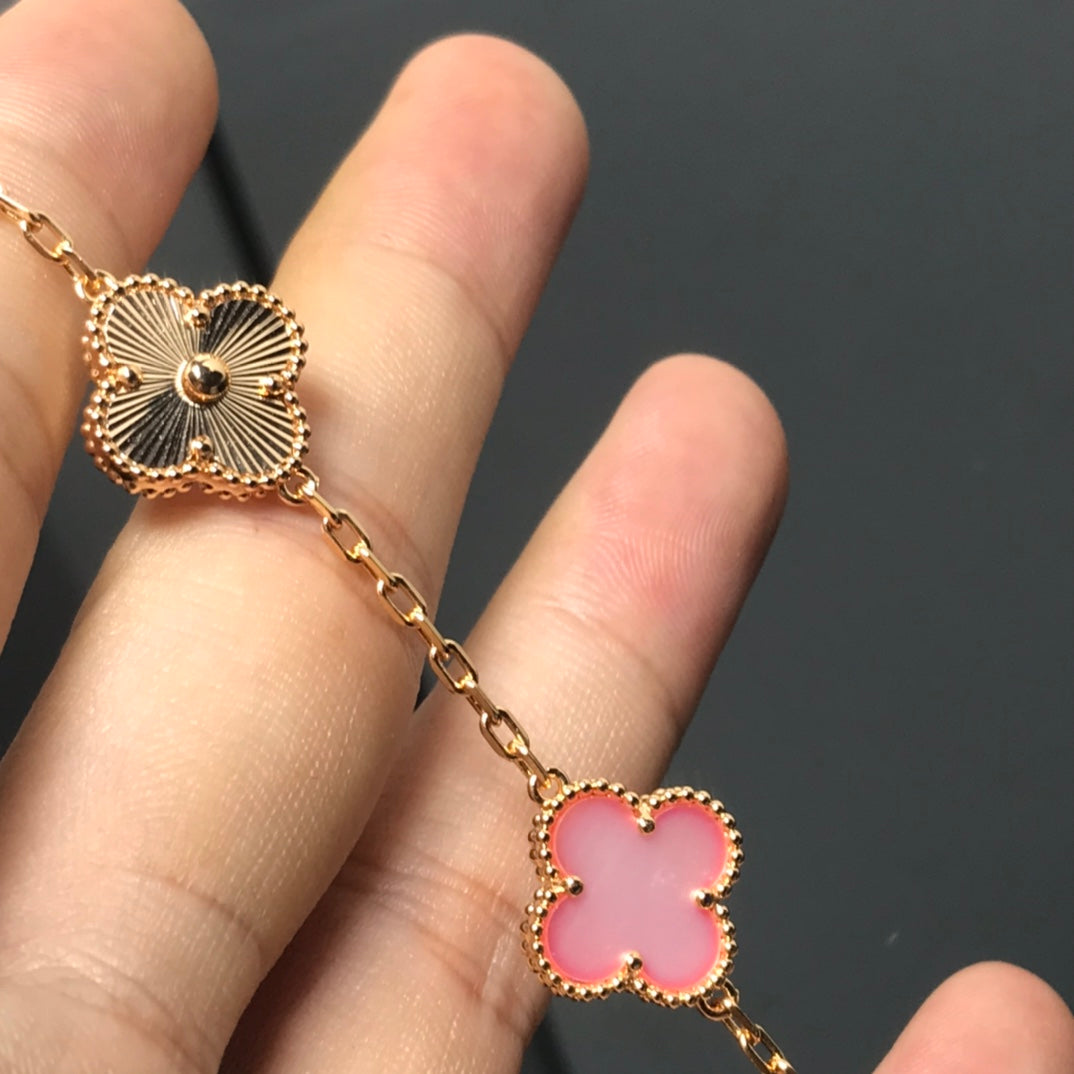 [Angela Jewellery]CLOVER BRACELET 5 MOTIF PINK AND PINK GOLD