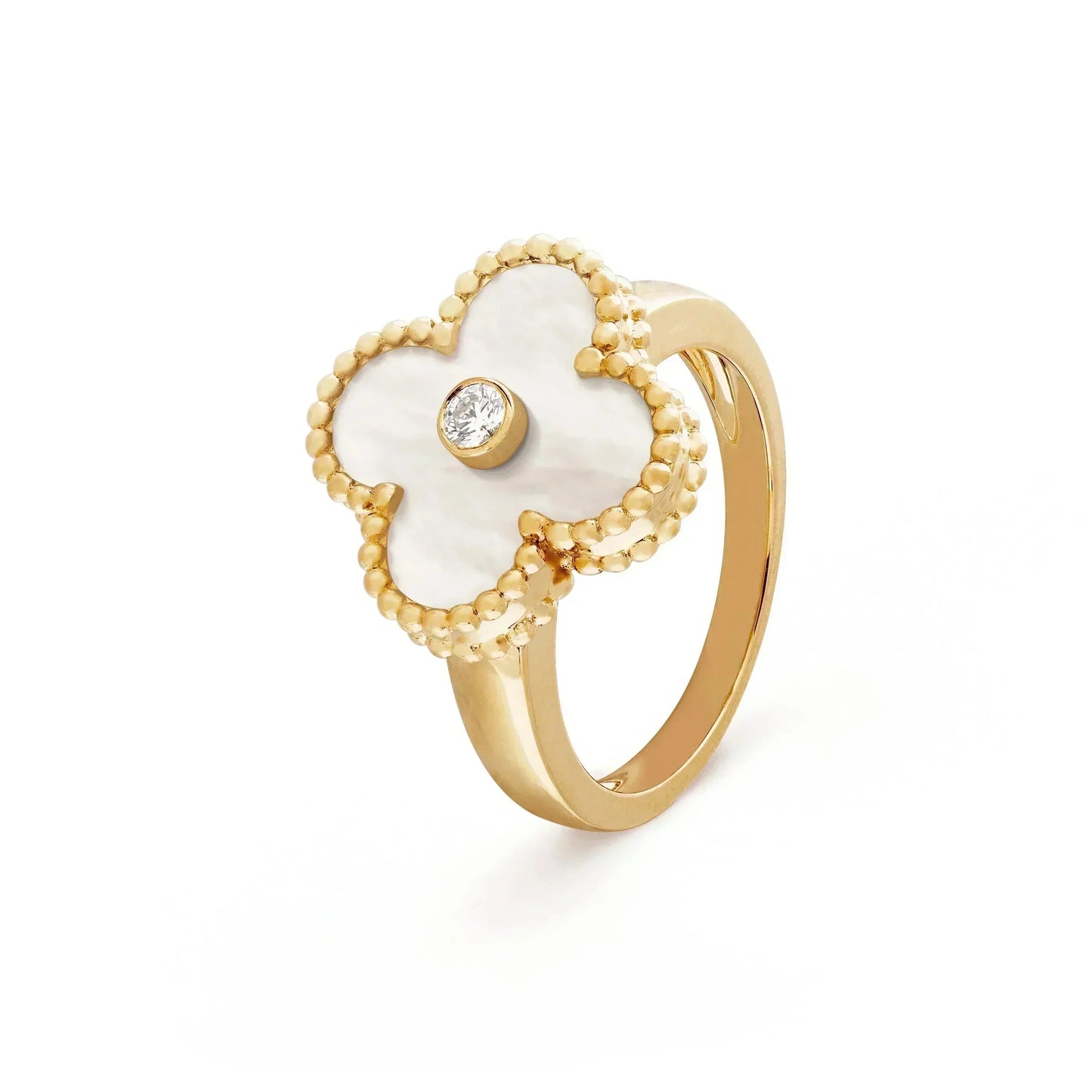 [Angela Jewellery]CLOVER PINK MOP RING GOLD DIAMOND
